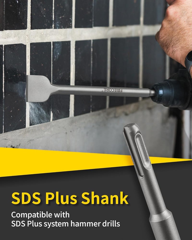 Firecore SDS Chisel Set, 4pcs Tile Removal Chisel Bits for SDS Plus Rotary Hammer Drill Attachments, Alloy Steel Shovel for Demolition Chipping Grooving Scaling Removing Cement Thinset Mortar Vinyl - Image 2